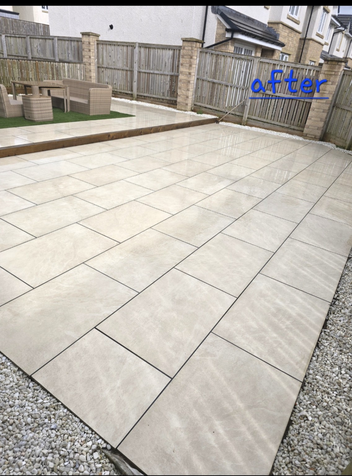 Patio pressure washing after cleaning