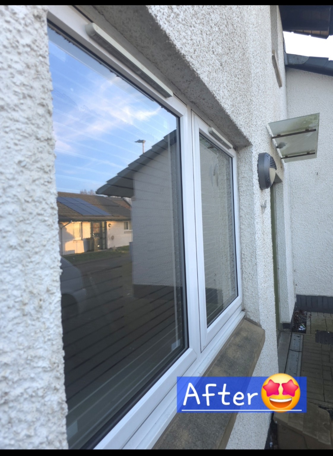 Window and frame after cleaning close view