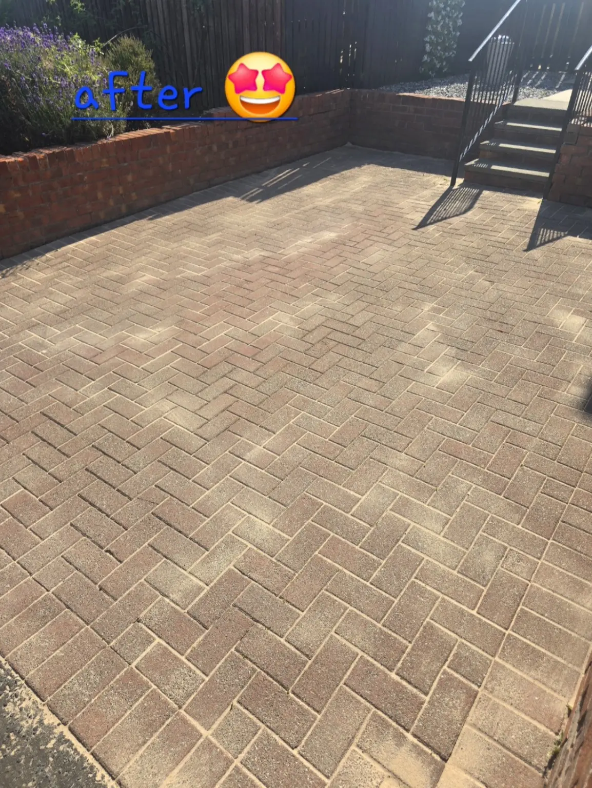 Hard surface after pressure washing